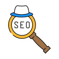 white hat seo icon color illustration vector