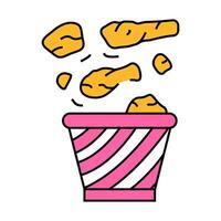 fried chicken fast food icon color illustration vector