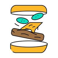 burger fast food icon color illustration vector