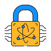 cryptography quantum technology icon color illustration vector