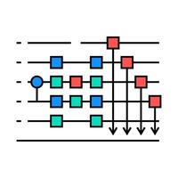 circuit quantum technology icon color illustration vector