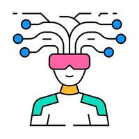 futurism tech enthusiast icon color illustration vector