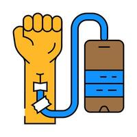 tech junkie tech enthusiast icon color illustration vector