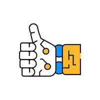 thumb up robot hand gesture icon color illustration vector
