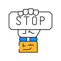 stop robot hand gesture icon color illustration vector