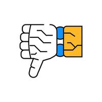 thumb down robot hand gesture icon color illustration vector