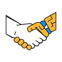 handshake robot hand gesture icon color illustration vector