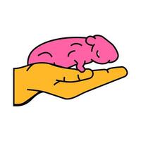 hamster pet hand icon color illustration vector