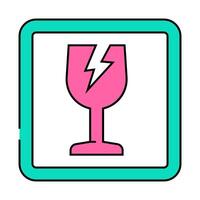 fragile product label warning icon color illustration vector