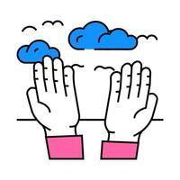 hand reaching sky progress icon color illustration vector