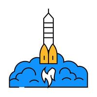 rocket ship progress icon color illustration vector