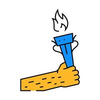 hand holding torch progress icon color illustration vector