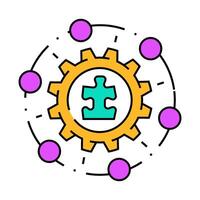 system integration business process icon color illustration vector