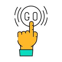 click and go app label product caution icon color illustration vector