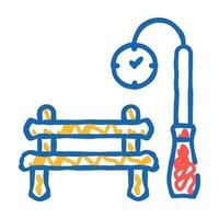 park bench and clock for date icon doodle illustration vector
