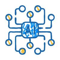artificial intelligence ai scheme icon doodle illustration vector