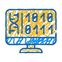 generating protein cell using computer code icon doodle illustration vector