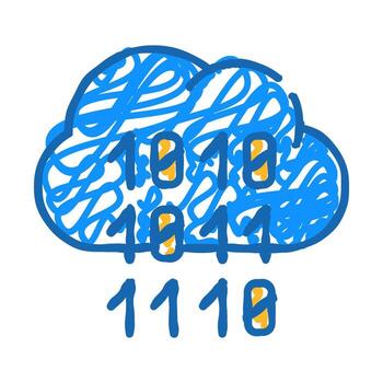 programming binary code cloud storage icon doodle illustration vector