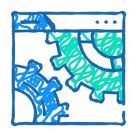 settings and seo optimization working mechanism icon doodle illustration vector