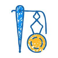 inserting thread in eyelet icon doodle illustration vector