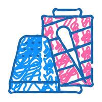 thimble with thread icon doodle illustration vector
