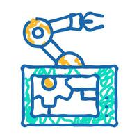 robotic arm mechanism icon doodle illustration vector