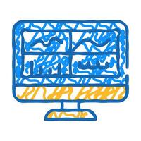 testing graphs on computer screen icon doodle illustration vector