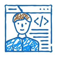 programmer worker flat icon doodle illustration vector