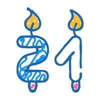 burning candles in number form birthday icon doodle illustration vector