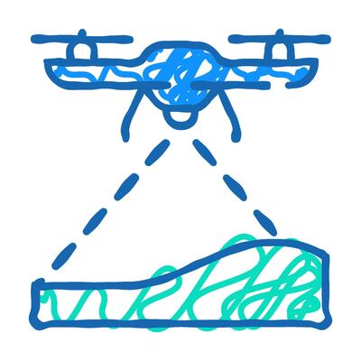 drone crawling ground icon doodle illustration