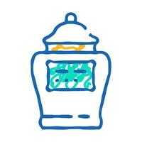 urn with ashes of deceased icon doodle illustration vector