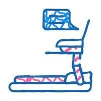 treadmill and remote work icon doodle illustration vector