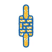 rolling pin patterned icon doodle illustration vector