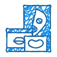 eye and lips patches icon doodle illustration vector