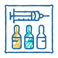 syringe with vaccine icon doodle illustration vector