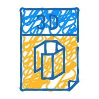 computer file for printing on printer icon doodle illustration vector