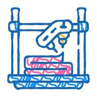 uv flash fused printer icon doodle illustration vector
