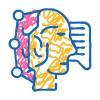 fast think and answer call center operator icon doodle illustration vector