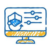3d object settings icon doodle illustration vector