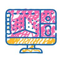 3d modeling flat icon doodle illustration vector