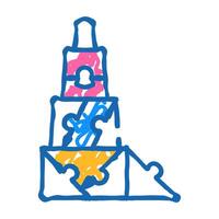 3d constructor and puzzle toy icon doodle illustration vector