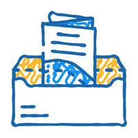 sending booklet in envelope by mail icon doodle illustration vector