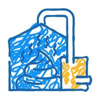 method of obtaining from feces biogas icon doodle illustration vector