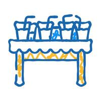 drinks on table icon doodle illustration vector