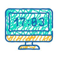 computer clock icon doodle illustration vector