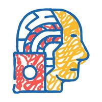 artificial intelligence robot icon doodle illustration vector