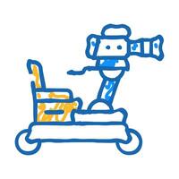 operator cart with camera icon doodle illustration vector