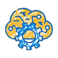 cloud data erp icon doodle illustration vector