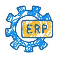 erp working processing icon doodle illustration vector