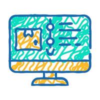 direction monitoring on computer icon doodle illustration vector
